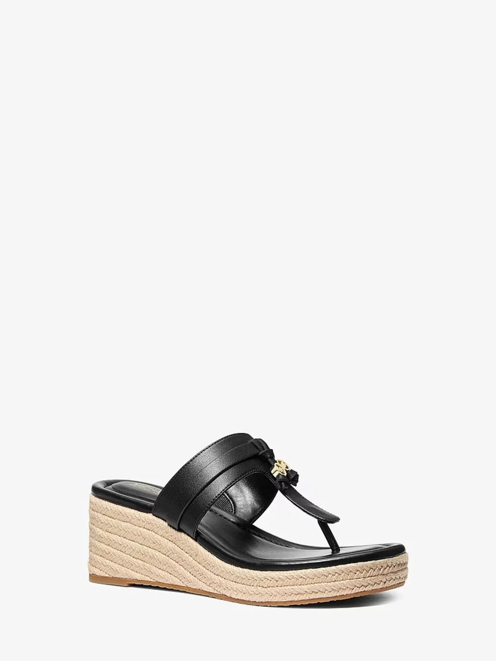 MICHAEL Michael Kors Black Wedge Espadrille Thong Sandals